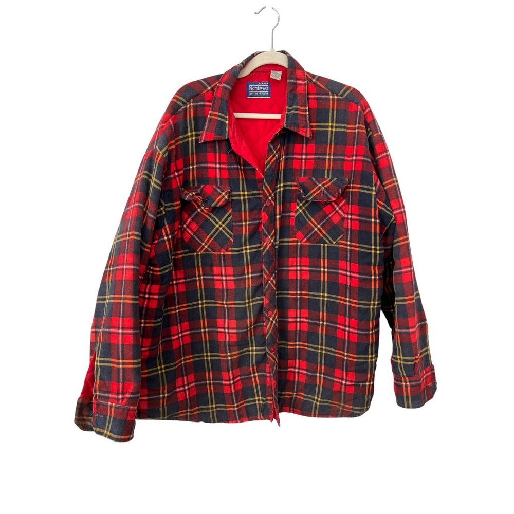 Northwest Winter Weight Big Men Plaid Quilted Shacket Size 3XL Red Outerwear